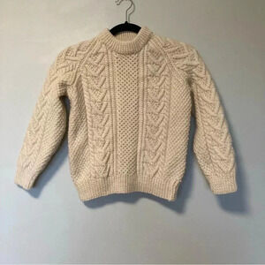 Cardery  Ireland Irish fisherman 100% pure new wool cable knit Aran sweater